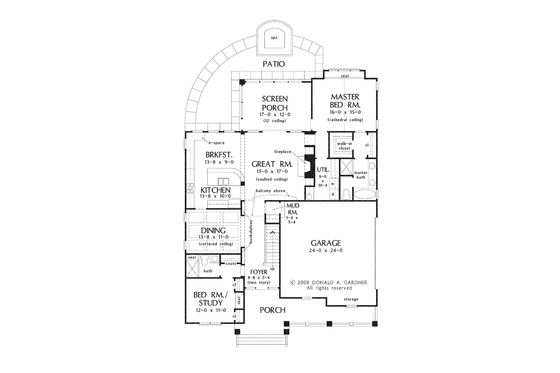 Floor Plan - Main Floor for Craftsman House Plan #929-918 - 4 bed, 3 bath