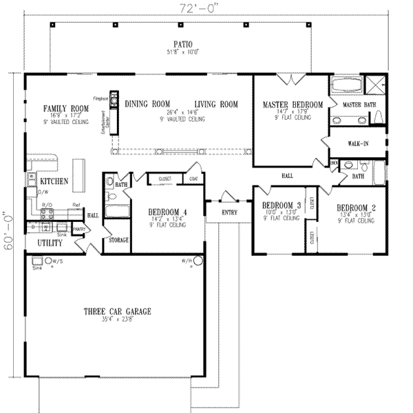 Adobe / Southwestern Floor Plan - Main Floor Plan #1-587