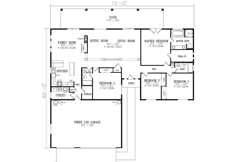 Dream House Plan - Floor Plan - Main Floor for Adobe / Southwestern House Plan #1-587 - 4 bed, 3 bath