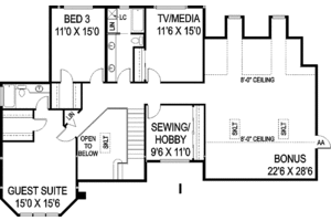 Floor Plan - Upper Floor for Colonial House Plan #60-1006 - 3 bed, 3.5 bath