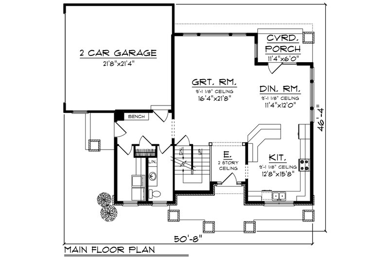 Dream House Plan - Floor Plan - Main Floor for Craftsman House Plan #70-1218 - 4 bed, 3 bath