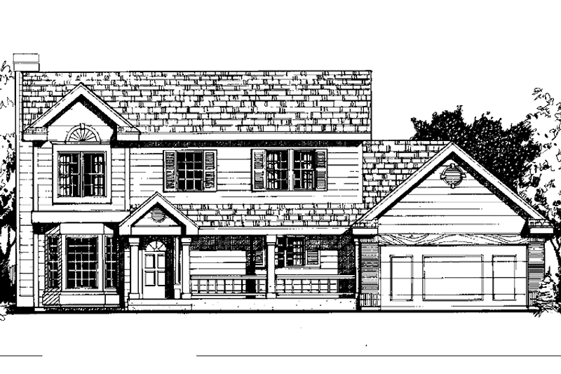Architectural House Design - Exterior - Front Elevation 3 for Country House Plan #300-126 - 4 bed, 2.5 bath