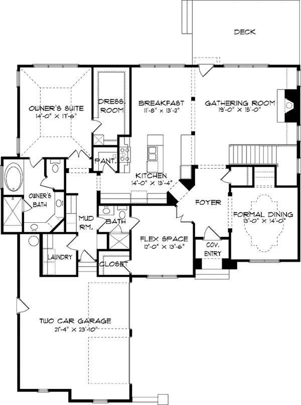 House Design - Country Floor Plan - Main Floor Plan #413-909