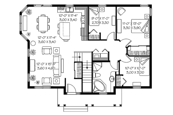 Floor Plan - Main Floor for Country House Plan #23-2379 - 3 bed, 1 bath