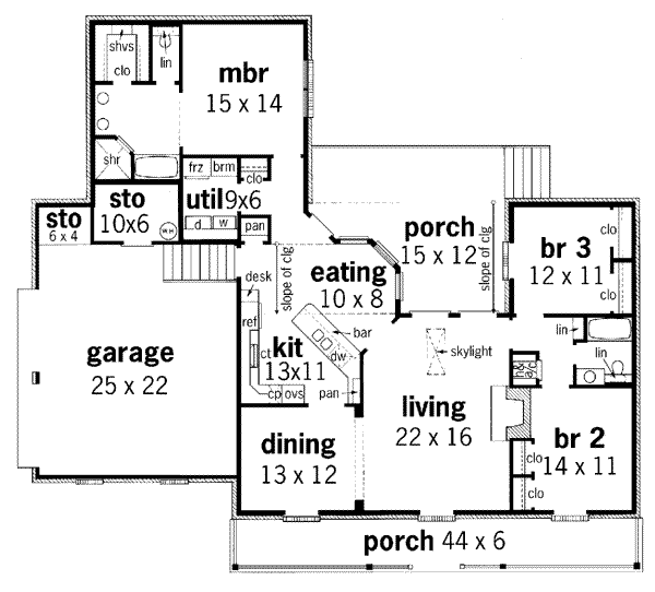 House Plan Design - Southern Floor Plan - Main Floor Plan #45-125