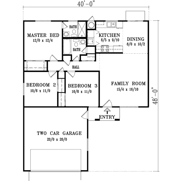 House Design - Ranch Floor Plan - Main Floor Plan #1-1017