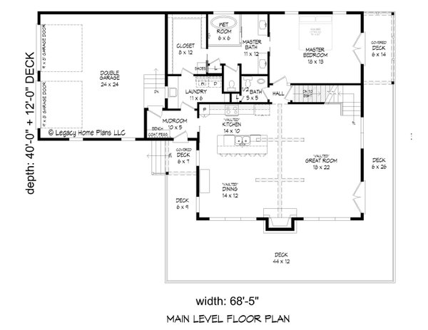 Southern Floor Plan - Main Floor Plan #932-858