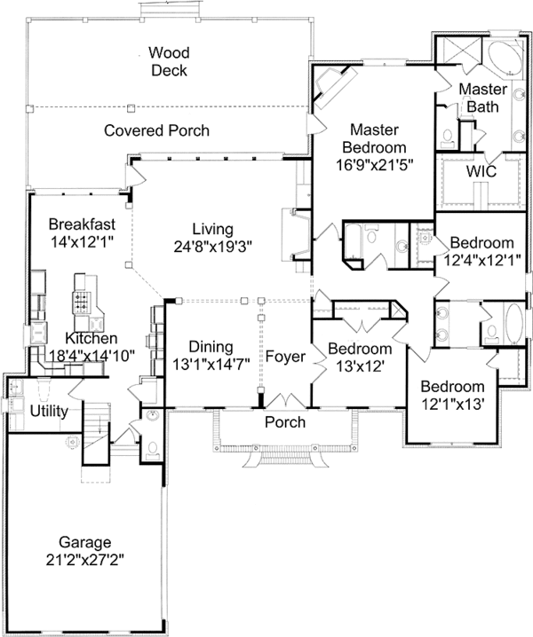 Architectural House Design - Traditional Floor Plan - Main Floor Plan #37-274