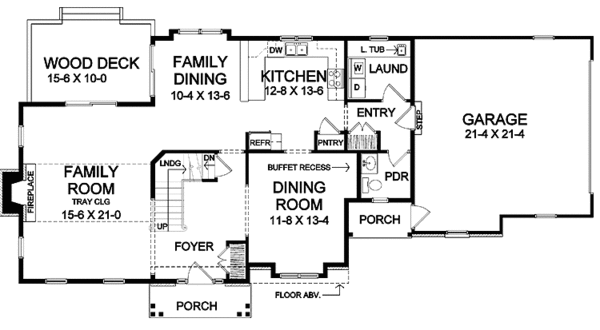 Architectural House Design - Traditional Floor Plan - Main Floor Plan #328-344