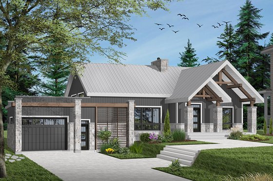 Exterior - Front Elevation 3 for Ranch House Plan #23-2649 - 3 bed, 1 bath