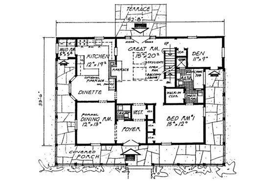 Floor Plan - Main Floor for Country House Plan #315-107 - 3 bed, 2.5 bath