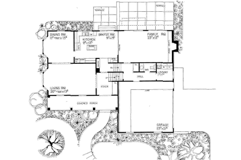 Architectural House Design - Floor Plan - Main Floor for Colonial House Plan #72-449 - 4 bed, 2.5 bath