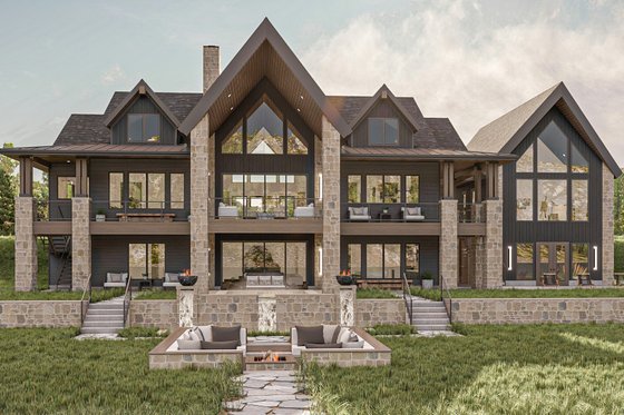 Exterior - Rear Elevation for Modern House Plan #455-232 - 2 bed, 3 bath