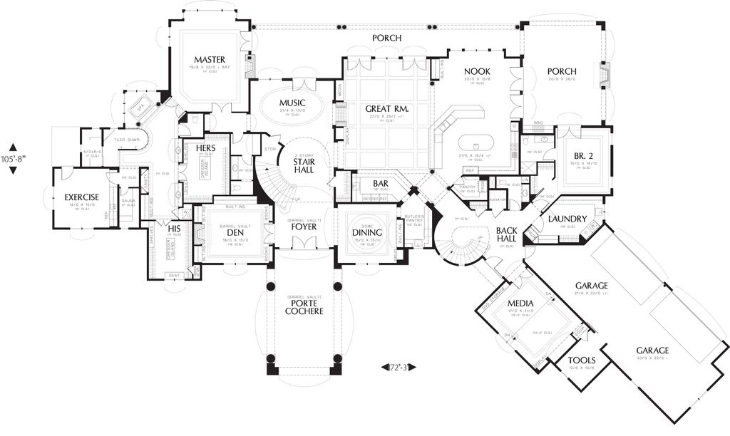 European Style House Plan - 8 Beds 6.5 Baths 9787 Sq/Ft Plan #48-624 ...