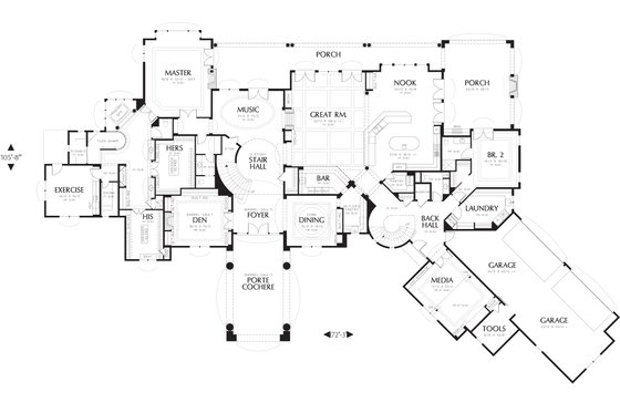 Floor Plan - Main Floor for European House Plan #48-624 - 8 bed, 6.5 bath