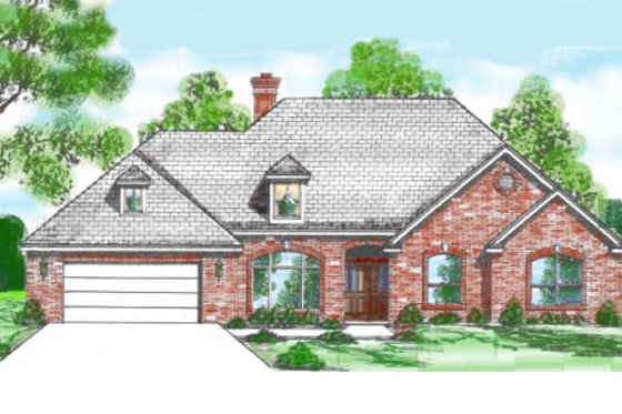 Exterior - Front Elevation for Southern House Plan #52-214 - 2 bed, 2.5 bath