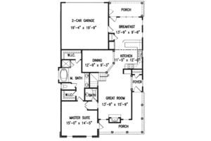 Floor Plan - Main Floor for Southern House Plan #54-148 - 4 bed, 2.5 bath