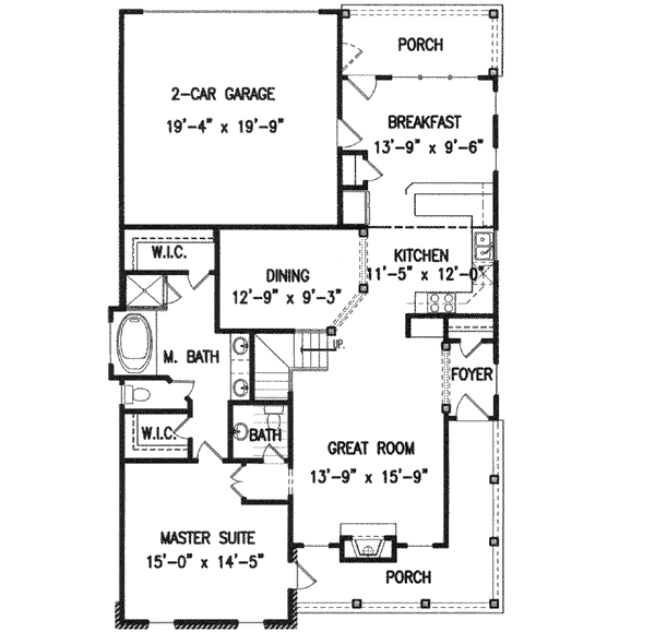 Southern Floor Plan - Main Floor Plan #54-148