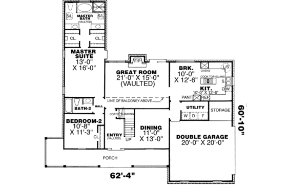 Floor Plan - Main Floor for Country House Plan #34-127 - 3 bed, 3 bath