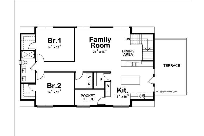 House Plan Design - Floor Plan - Upper Floor for Barndominium House Plan #20-2554 - 2 bed, 1 bath