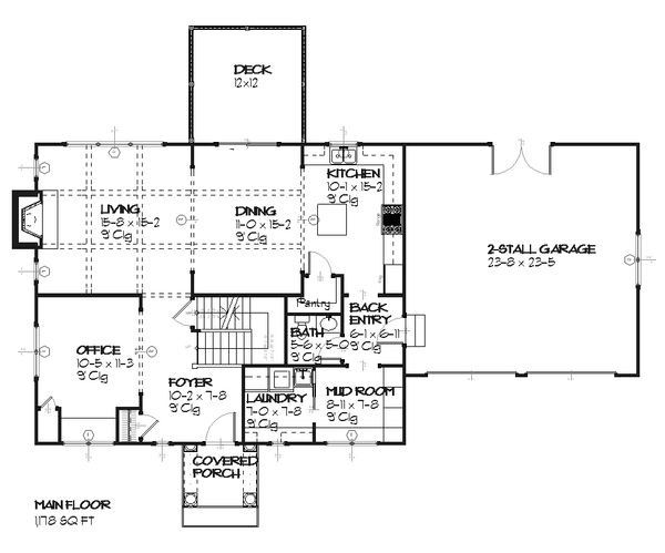 Colonial Floor Plan - Main Floor Plan #901-27