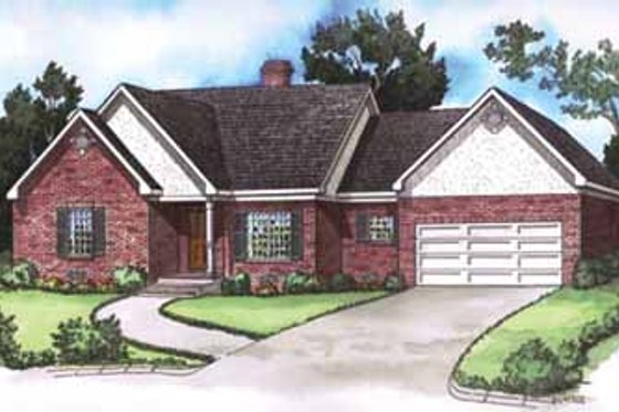 Exterior - Front Elevation for European House Plan #16-246 - 3 bed, 2 bath