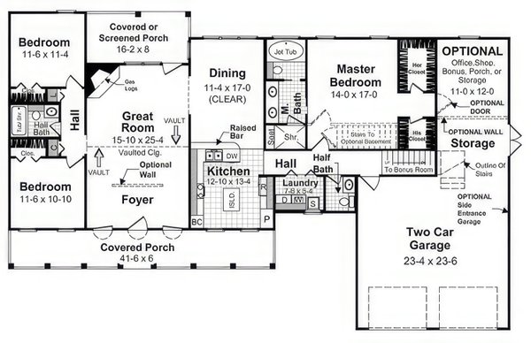 House Blueprint - Ranch Floor Plan - Main Floor Plan #21-601