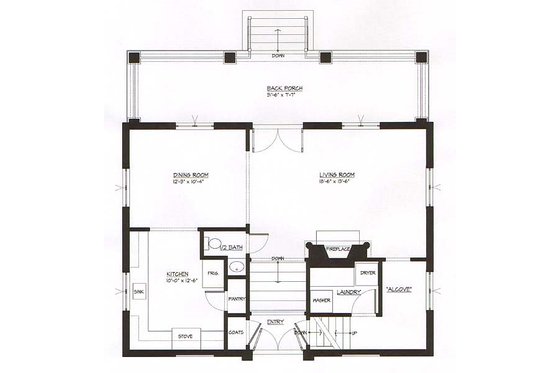 Floor Plan - Main Floor for Colonial House Plan #477-8 - 3 bed, 2.5 bath