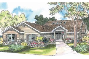 Ranch Exterior - Front Elevation Plan #124-340