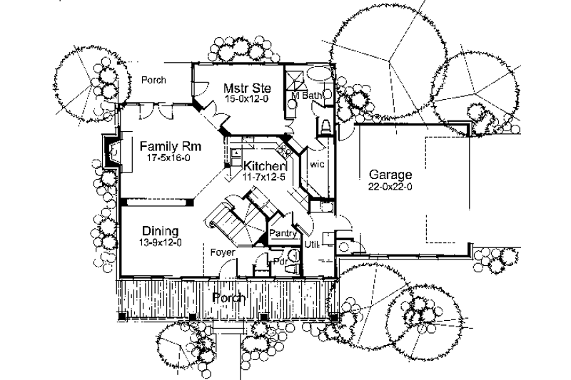 Architectural House Design - Floor Plan - Main Floor 1 for Craftsman House Plan #120-156 - 3 bed, 3 bath