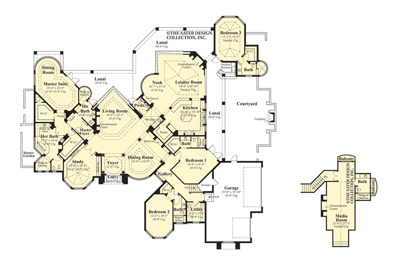 Mediterranean Style House Plan - 4 Beds 6.5 Baths 5265 Sq/Ft Plan #930 ...