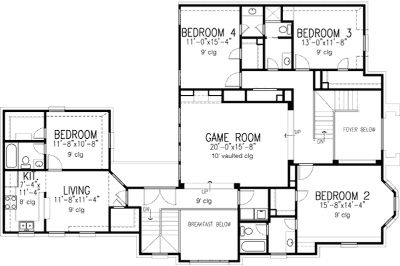 Home Plan - Floor Plan - Upper Floor for European House Plan #410-397 - 5 bed, 4.5 bath