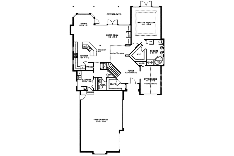 Dream House Plan - Floor Plan - Main Floor for Mediterranean House Plan #126-148 - 3 bed, 2.5 bath
