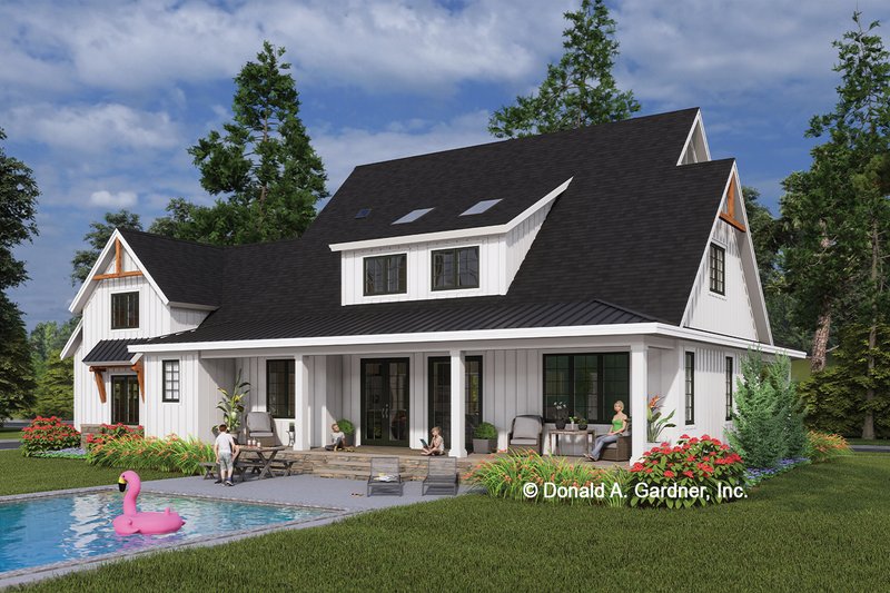 Architectural House Design - Exterior - Rear Elevation for Farmhouse House Plan #929-1192 - 4 bed, 2.5 bath