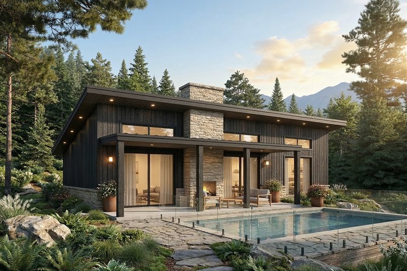 House Blueprint - Exterior - Front Elevation 2 for Cabin House Plan #23-2895 - 3 bed, 2 bath