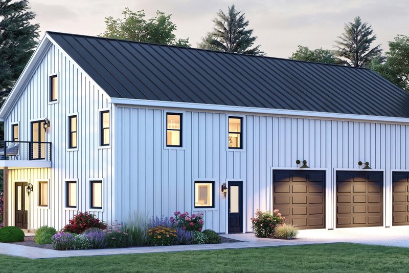 House Blueprint - Exterior - Front Elevation 2 for Barndominium House Plan #932-1459 - 2 bed, 2.5 bath