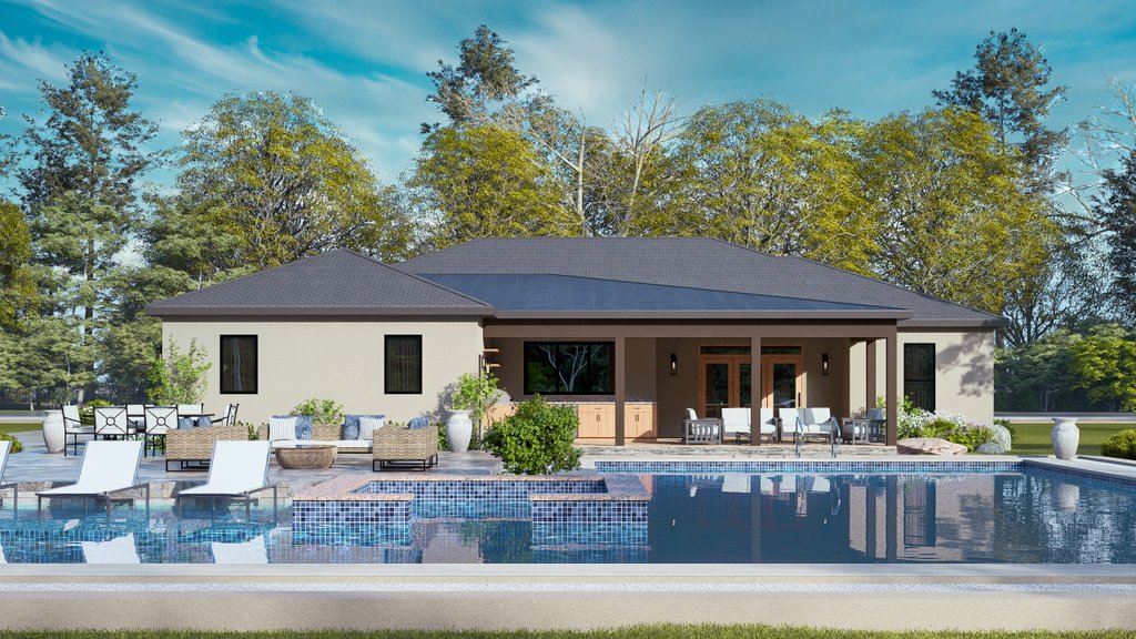 Exterior - Rear Elevation for Contemporary House Plan #119-474 - 3 bed, 3 bath