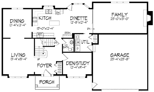 Architectural House Design - Tudor Floor Plan - Main Floor Plan #51-924