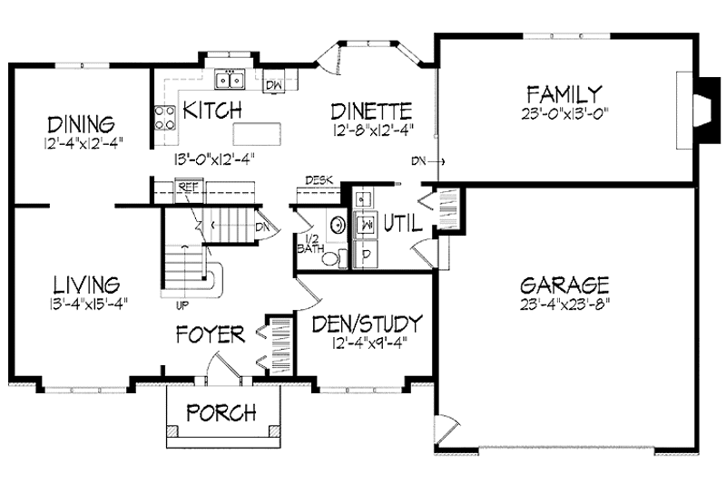 Dream House Plan - Floor Plan - Main Floor for Tudor House Plan #51-924 - 4 bed, 2.5 bath
