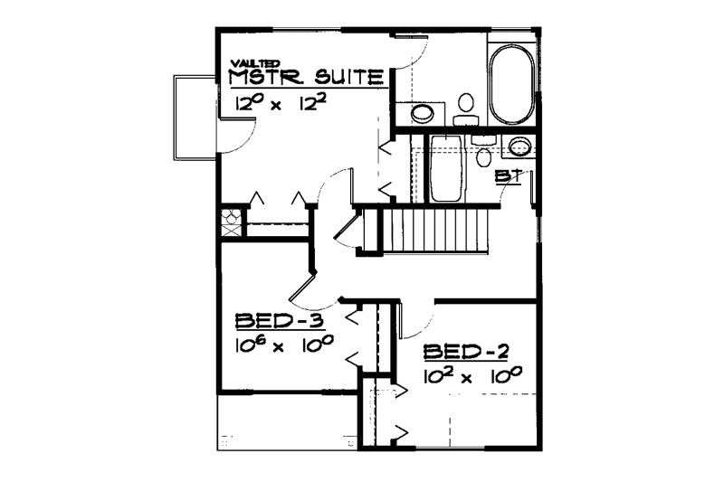 Home Plan - Floor Plan - Upper Floor for Cottage House Plan #308-246 - 3 bed, 2 bath