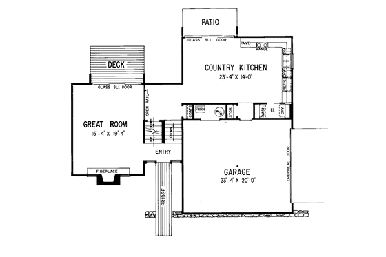 Floor Plan - Main Floor for Contemporary House Plan #72-1057 - 3 bed, 2 bath