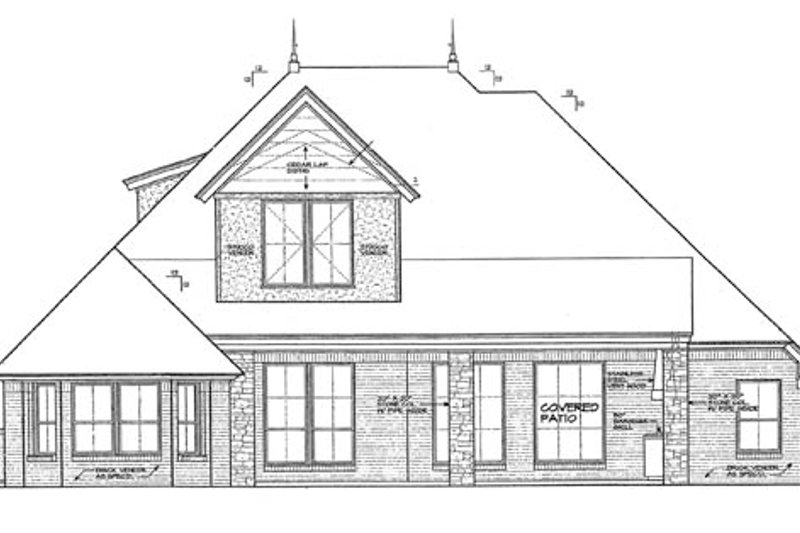 House Blueprint - Exterior - Rear Elevation for Country House Plan #310-1273 - 3 bed, 2.5 bath