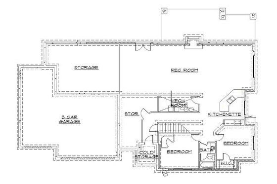 Floor Plan - Lower Floor for Traditional House Plan #5-255 - 4 bed, 3.5 bath