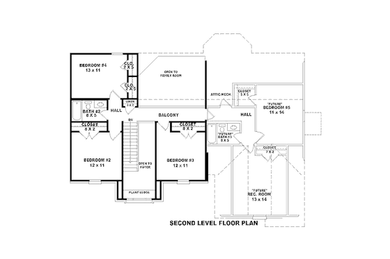 Floor Plan - Upper Floor for Traditional House Plan #81-13816 - 4 bed, 2.5 bath