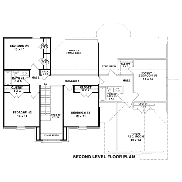 Traditional Floor Plan - Upper Floor Plan #81-13816