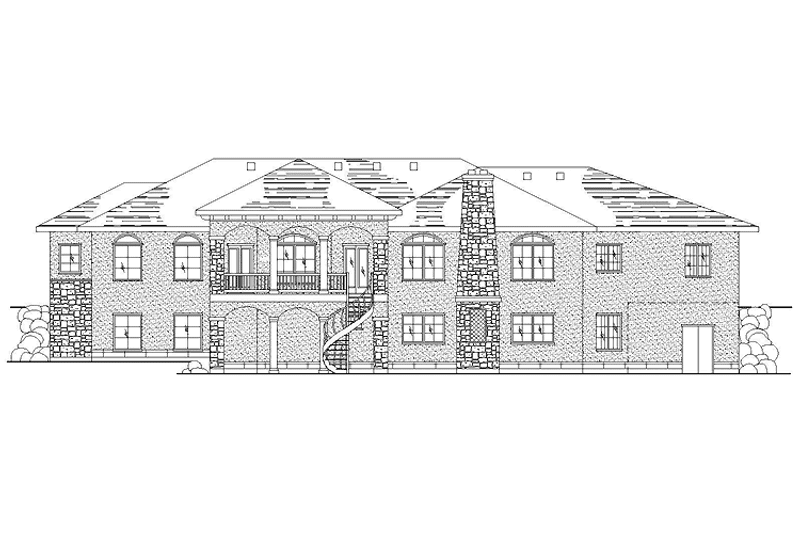 House Blueprint - Exterior - Rear Elevation for Mediterranean House Plan #945-133 - 2 bed, 2.5 bath