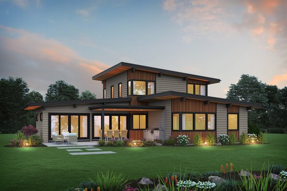 Exterior - Rear Elevation for Contemporary House Plan #48-1151 - 4 bed, 2.5 bath