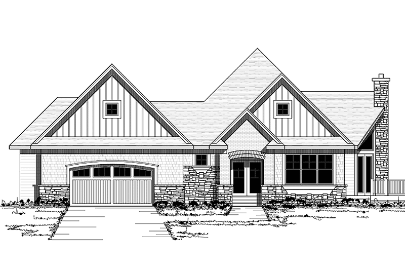 Home Plan - Exterior - Front Elevation 3 for Ranch House Plan #51-673 - 3 bed, 2.5 bath