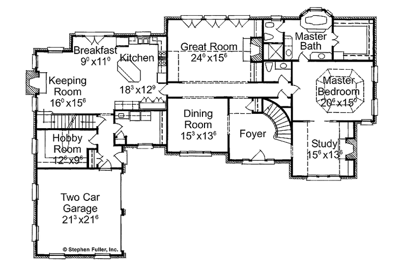 Home Plan - Floor Plan - Main Floor for Traditional House Plan #429-135 - 4 bed, 4.5 bath