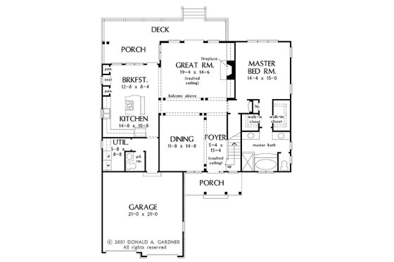 Floor Plan - Main Floor for European House Plan #929-34 - 3 bed, 2.5 bath